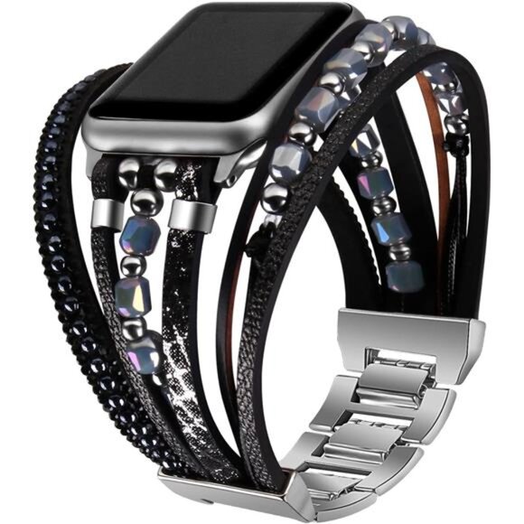 NEW Black/Silver Luxury Layered Apple Watch Band main image 4